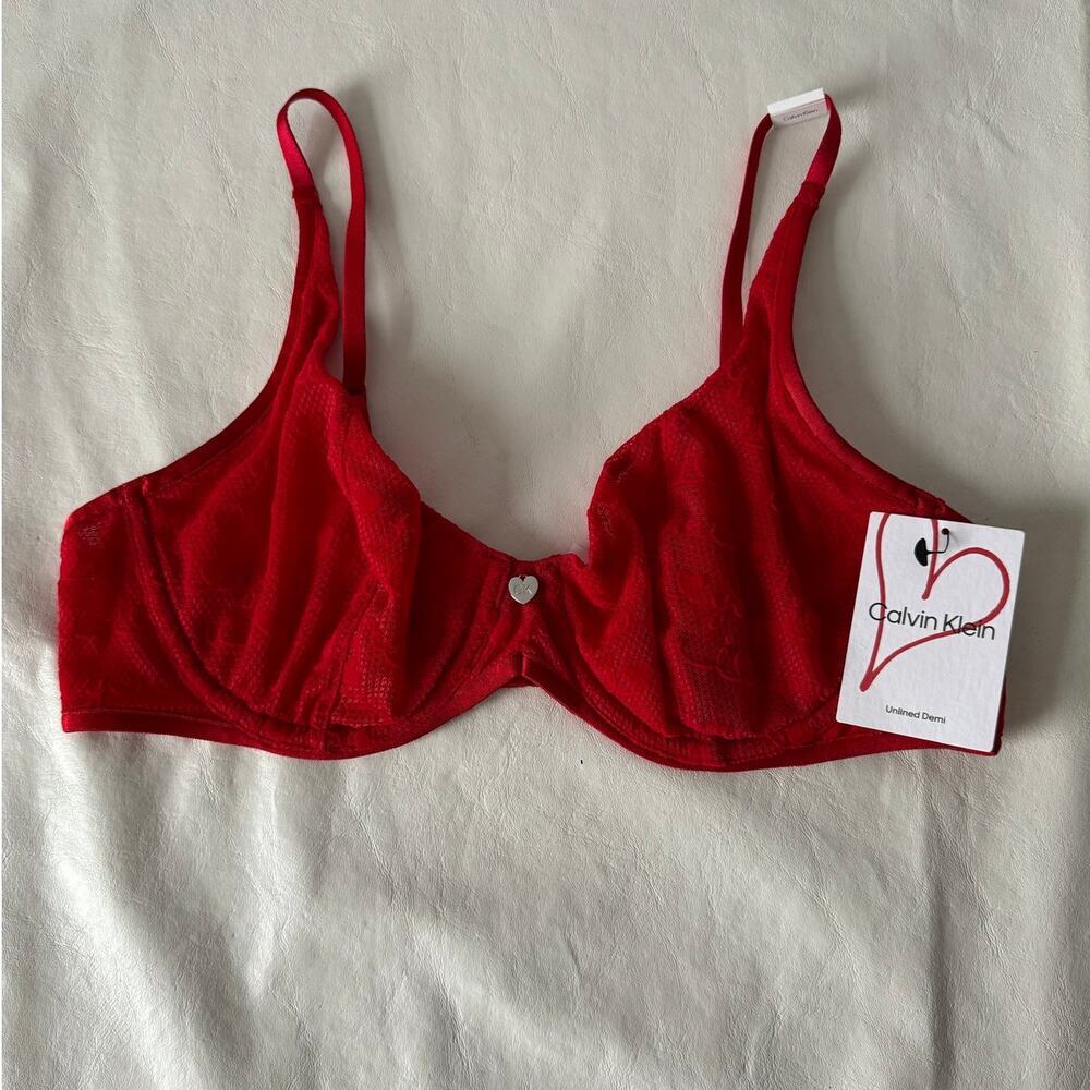 Calvin Klein Underwear I Heart You Balconette Bra in Red Size 36B - Picture 5 of 7